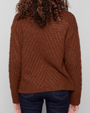 Cowl Neck Diagonal Cable Sweater