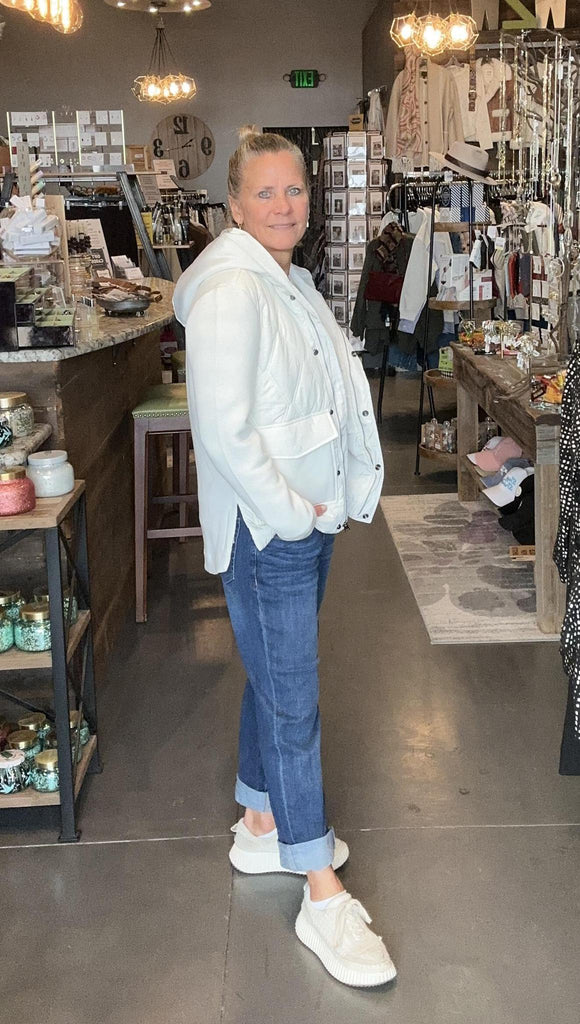 Quilted Front Jacket with Hood