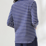 3/4 Sleeve Crew Neck Top with Contrast