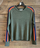 Crew Neck Sweater with Racer Stripe