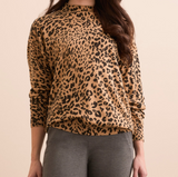 Animal Print Funnel Neck Sweater
