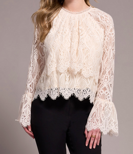 Tiered Lace Blouse with Lined Body