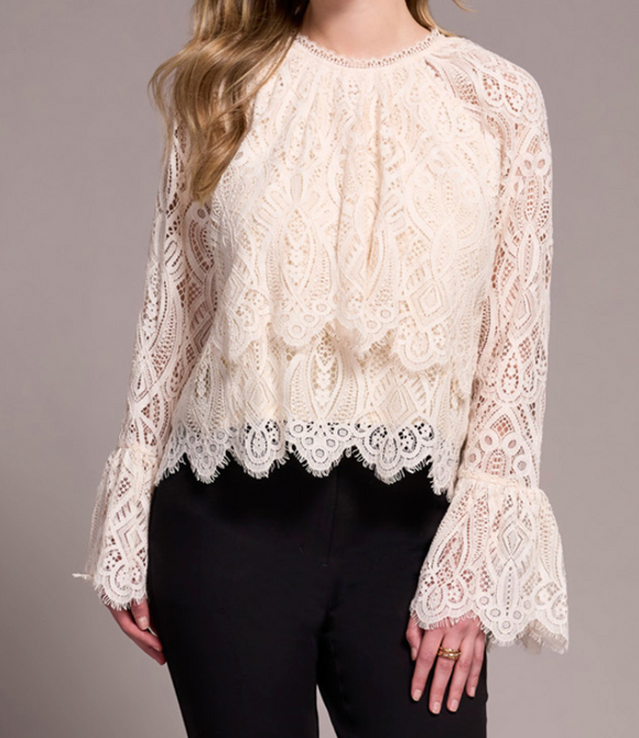 Tiered Lace Blouse with Lined Body