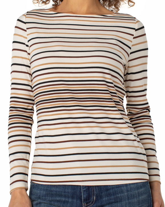 Boat Neck Striped Top