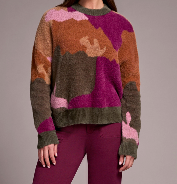 Crew Neck Intarsia Sweater