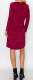 Aurora V-Neck Suede Dress